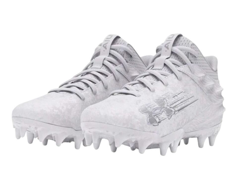 Under Armour Mens Blur 2 MC Suede Molded Football Cleats US 8 White Silver NWOB